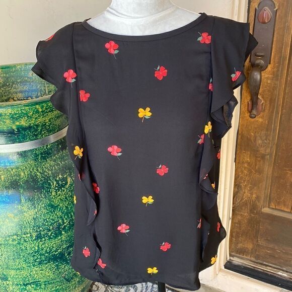 Ann Taylor loft pullover top with ruffle sleeves size small - Picture 1 of 7